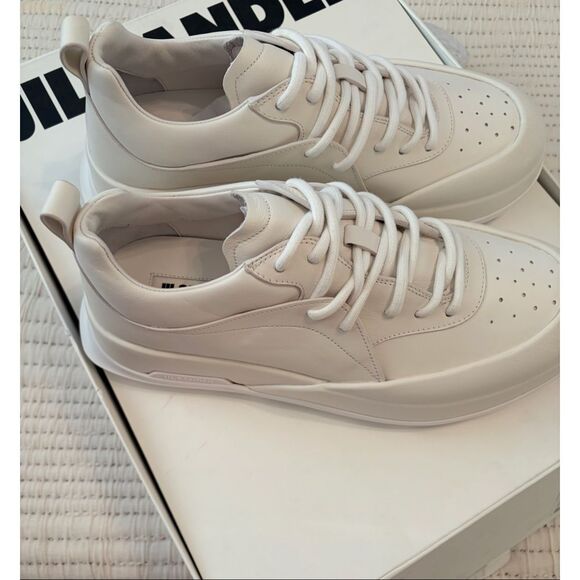 NIB Jil Sander Chunky White Leather Sneakers EU 44 US Men display picture 1